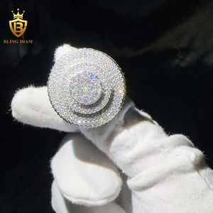 Designer -Schmuckbusse Down Hip Hop Diamond Moissanit Gold Plated Sterling Silber Big Eced Rapper Ring