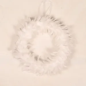 Decorative Flowers White Plume Wreath Hanging Garlands Halloween Home Decor Props Accessories