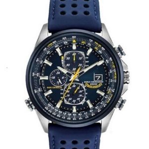 Three Eyes Six Needle Belt Men's Business Blue Angel West Iron C chronograph الوظيفة الكاملة