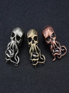 Paracord High Quality Sports Entertainment Camping HikingParacord Punk Brass Knife Bead Key Ring Pendants Copper Skull Keychains R4103683