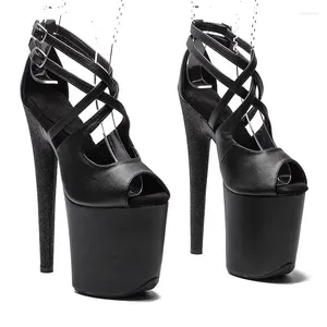 Sandals Sexy 20cm/8inches Shiny PU Upper Electroplate Platform High Heel Model Shoes Pole Dance 266
