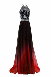 Sexy halbreicher rückenfreier Aline Kristall -Prom -Kleider mit Pailletten -Chiffon Plus Size Evening Formal Party Gown BP104483166