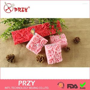 Baking Moulds Silicone Toast Soap Mold Handmade With Leaves Fondant Cake Direction Silica Gel Valentine's Day Rose Flowers PRZY