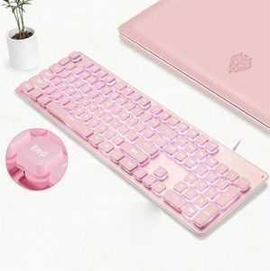 Backlit Gaming Mechanical Feel Keyboard And Mouse Set Pink Chocolate Keycaps Suitable For PC Notebooks Not Mechanical Keyboards2585235876