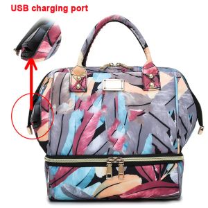 Kissen USB Mama Mutterschaft Windel Beutel wasserdichte Babywickeltaschen für Mom Rucksack Multifunktion DAIPER Wechseln Taschen Diper Organizer