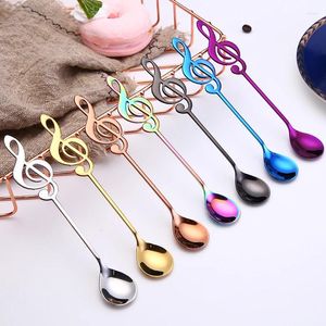 Ложики музыка Spoon 7 Colors Hableware Table Sweeble Tea Gold Theme 6 Pcs Coffee For Party