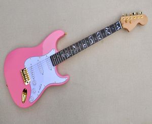 Pink Body Electric Guitare White Pickguard и Posewood Fingerbordspecial Inlay Предоставьте индивидуальные услуги5479301