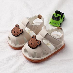 Sandals Cute Cartoon Bear Infant Baby For Kids Girl Solid Color Soft Anti-Slip Shoes Toddler Beach Flats 0-12M