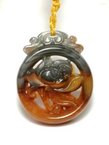 Decorative Figurines Chinese Natural Jade Hand-carved Two-sided Lotus Pendant Free Necklace Gift