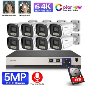 System 8MP POE Videoüberwachung Kit 5MP IP -Kamera Video 8ch 4K NVR Zwei -Wege -Audio -Farb -Nacht -IP -Kamera -Sicherheitssystem Set