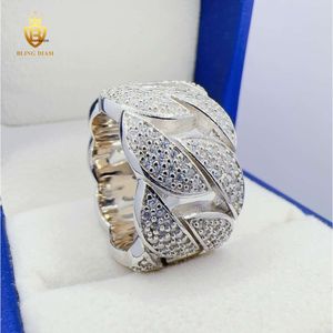 Designer smycken passera diamanttestare 3Rows VVS Moissanite Hip Hop Cuban Ring 925 Sterling Sliver Fashion Ring