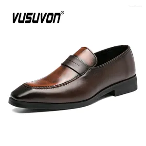 Casual Shoes 2024 Men Dress Wedding Fashion Formal Genuine Leather Retro Pointed Toe Groom Oxford Flats Big Size 38-48 Penny Loafer