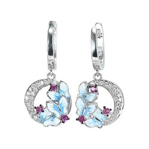Dangle Chandelier Women 925 Sier Sericate Monice Blue Butterfly Drop Earrings Party Giftlicle Jewelry Dhjvu