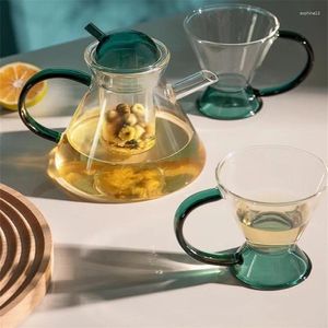 Conjuntos de teaware fervendo Camellia BEAPOT CREACTY INS High Borossilicate Glass Retro Conjunto de café Amber