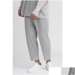 Mens Pants Miyake Pleated Harem Loose All-Around Casual Sports Versatile 2023 Fall Plus Size Men Clothing Drop Delivery Apparel Otkhd