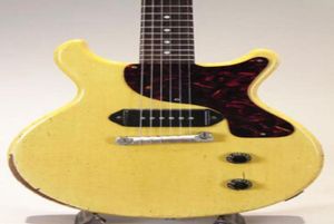 Custom 1959 Junior DC TV Yellow Cream Relic Electric Guitar One Piece Mahogany Body Neck Wrap Arround Tailpiece P90 Dog Ear P9659616