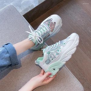 Кроссовки платформы Fitness Shoes Women 2024 Summer Skateboard Lockboard Lace Hollow Out Up Leisure Wulcanize обувь 6H35