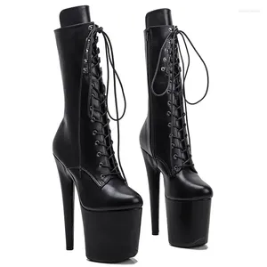 Sapatos de dança Auman Ale 20cm/8 polegadas foste preto preto pU superior sexy exótico salto alto plataforma de festas boots pólo 047