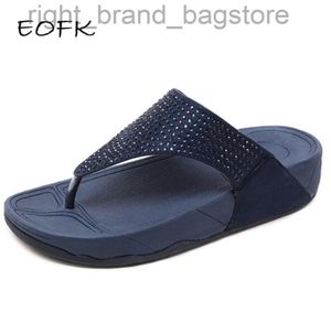 Eofk Rhinestone Summer Women Kapcieczki Klątki Kryształowy diament Bling Beach Comfort Casual Fitflop Flat Slajdes Sandals Kobieta W2209954998