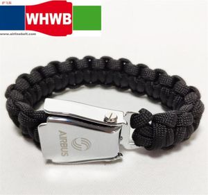 AIRBUS BEOING Fashion bracelets men black rope braided stainless steel airplane seat belt buckle handmade male wrist band gifts3138430985