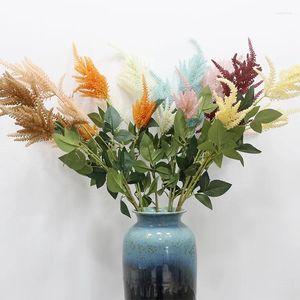 Decorative Flowers Manufacturers Wholesale Wedding Celebration 3 Head Leaf Soft Lith Artificial Plant Home Decoration Hall Road