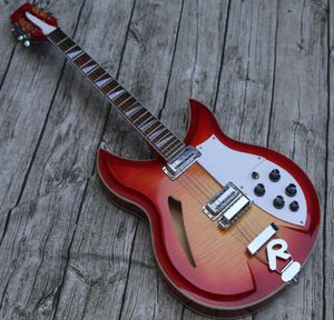 China 12 Strings 381 Cherry Red Guitar C S Semi puste ciało 381v69 Mapleglo Electric Guitar3297213