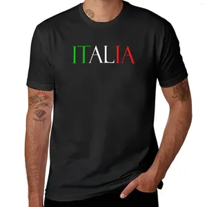 Męskie topy zbiorników Italia-Włochy Flag Flag Kolory T-shirt grafika Męskie koszulki graficzne