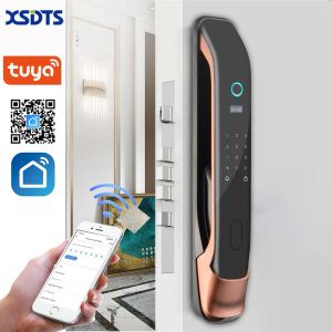 Kläder WiFi Smart Lock Door With Tuya App Remotely / Biometric FingerPrint / Smart Card / Password / Key Unlock Smart Life Smart Home