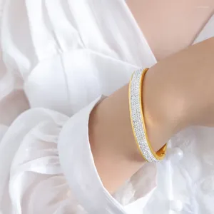 Bangle Luksusowa stal nierdzewna dla kobiet błyszcząca cyrkon Unikalny design Wodoodporne akcesoria biżuterii złoty kolor