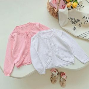 Jackets Children's Summer Coat Girls Sunscreen Sweater Knit Cardigan Thin Air-conditioned Shirt Children Hollowed Out Small Vest