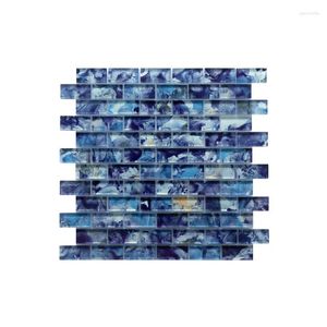 Dispensatore di sapone liquido piscina blu pacifico da 12 pollici.X piastrella murale a mosaico in vetro lineare (5 piedi quadrati /)