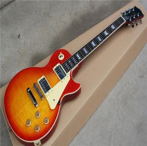 Tiger Flame Maple Top Standard Mahogny Body Neck Red Sunburst Electric Guitar8584678