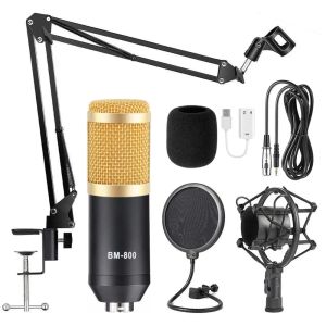 Mikrofonlar BM800 Kondenser Mikrofon Karaoke Studio Canlı Akış KTV MIC Radyo Braodcasting Şarkı Söyleme Kayıt Bilgisayar Web Yayını