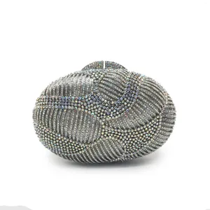 TOOT Designer AB Gümüş Rhinestone debriyaj Çantası Zarif Moda Büyük Boyut Tel Çantalar Hediye Zinciri Kadın Parti Balo Metal