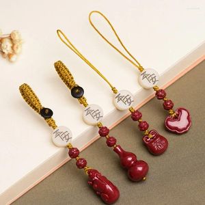 Клайки китайский стиль простые автомобильные брелоки женщины Cinnabar Lucky Pendant Hand Woven Vintage National Bag Accessories Подарки