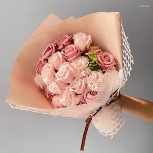 Flores decorativas buquê de flores eternas para decoração artificial do Dia das Mães com cravo e casamento seco de presente perfeito