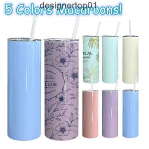 Stanleiness Wholesale! 20OZ Sublimation Macaroon Straight Tumblers Stainless Steel Double Wall Vacuum Insulated Coffee Mugs With Lids B0054 CAWP