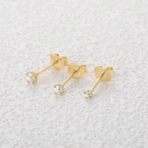 Stud Küpe Yardımı 3pcs Moissanite Elmas Seti Kadınlar için Set Orijinal 925 STERLING Gümüş Mini 2-3mm Piercing