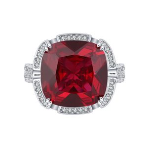 Elegante Modeschmuck Großmutter Green und Ruby Gems S925 Silber Cocktail Ring