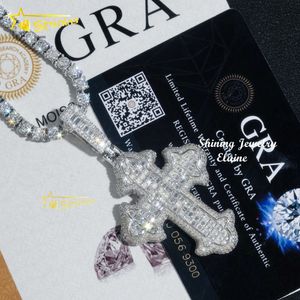 Gioielli designer hip hop sterling argento vvs vvs moissanite hip hop pendente ghiacciato gioielli a croce diamanta