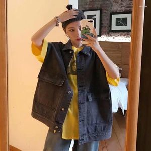 Kamizelki damskie kamizelka jeansowa koreańska wersja wiosenna płaszcz z luźnym rękawem letnia moda