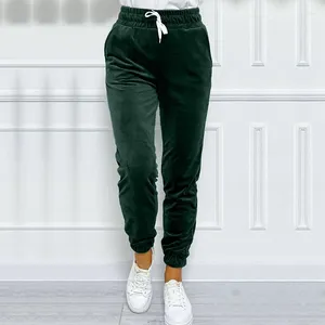 Women's Pants Solid Drawstring Velvet Jogger Versatile Comfy For Fall & Winter Clothing