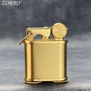 ZORRO Pure Copper Mini Integrated Kerosene Lighter Creative Long Short Large Capacity Oil Bin Grinding Wheel Ignition Gadgets