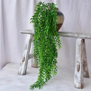 Decorative Flowers 5 Forks Green Hanging Plant Artificial Willow Wall Home Decoration Balcony Flower Basket Accessories