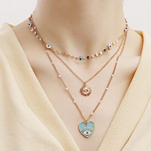 ins multilayer devils eye collarbone chain cold wind necklace female niche design sense 240407