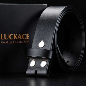 Belts Luckace Mens Real Belt Business High Quality Belt Body 3,8 cm bred utan Bucklec240407