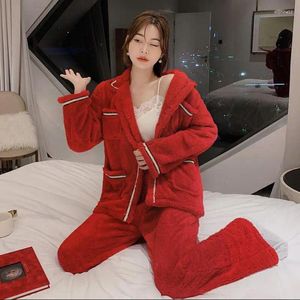 Ev Giyim Flannel Sweetwear 2pcs Pijamalar Takım Kadınlar Uzun Kollu Samimi İç çamaşırı Sonbahar Günlük Uyku Seti Gezme