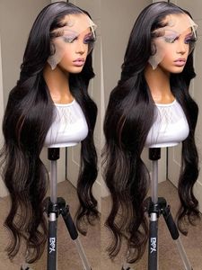 40 42 46 polegadas Onda corporal 360 HD Lace Frontal Human Humanless Glueless Brasilian Wavy 13x4 13x6 Frente para mulheres 240401