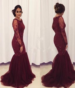 2021 Elegant Plus Size Mermaid Formal Mother Of The Bride Dresses Burgundy Long Sleeve 3DFloral Appliques Evening Dress Wedding G1305621