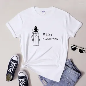 Magliette da donna Merry Kissmyass T-shirt sarcastico inverno natale da regalo per le feste divertenti donne brutte per festa di Natale magliette